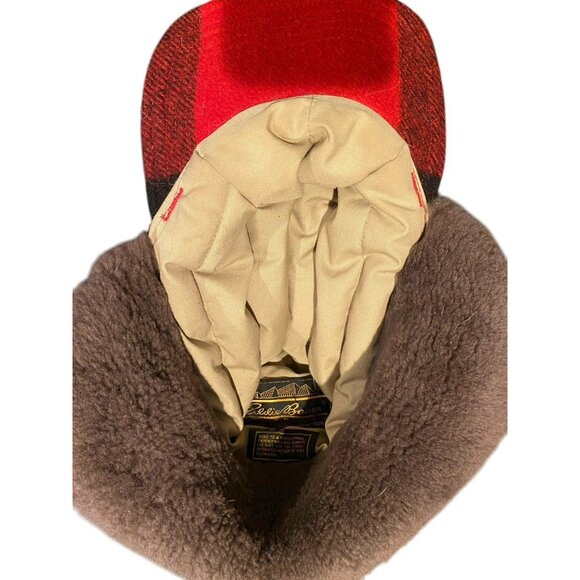 VINTAGE EDDIE BAUER BUFFALOS PLAID WOOL AND  DOWN TRAPPER HAT - Picture 4 of 5